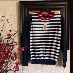 NWT navy striped sailor Parisian sweater Sz Medium
